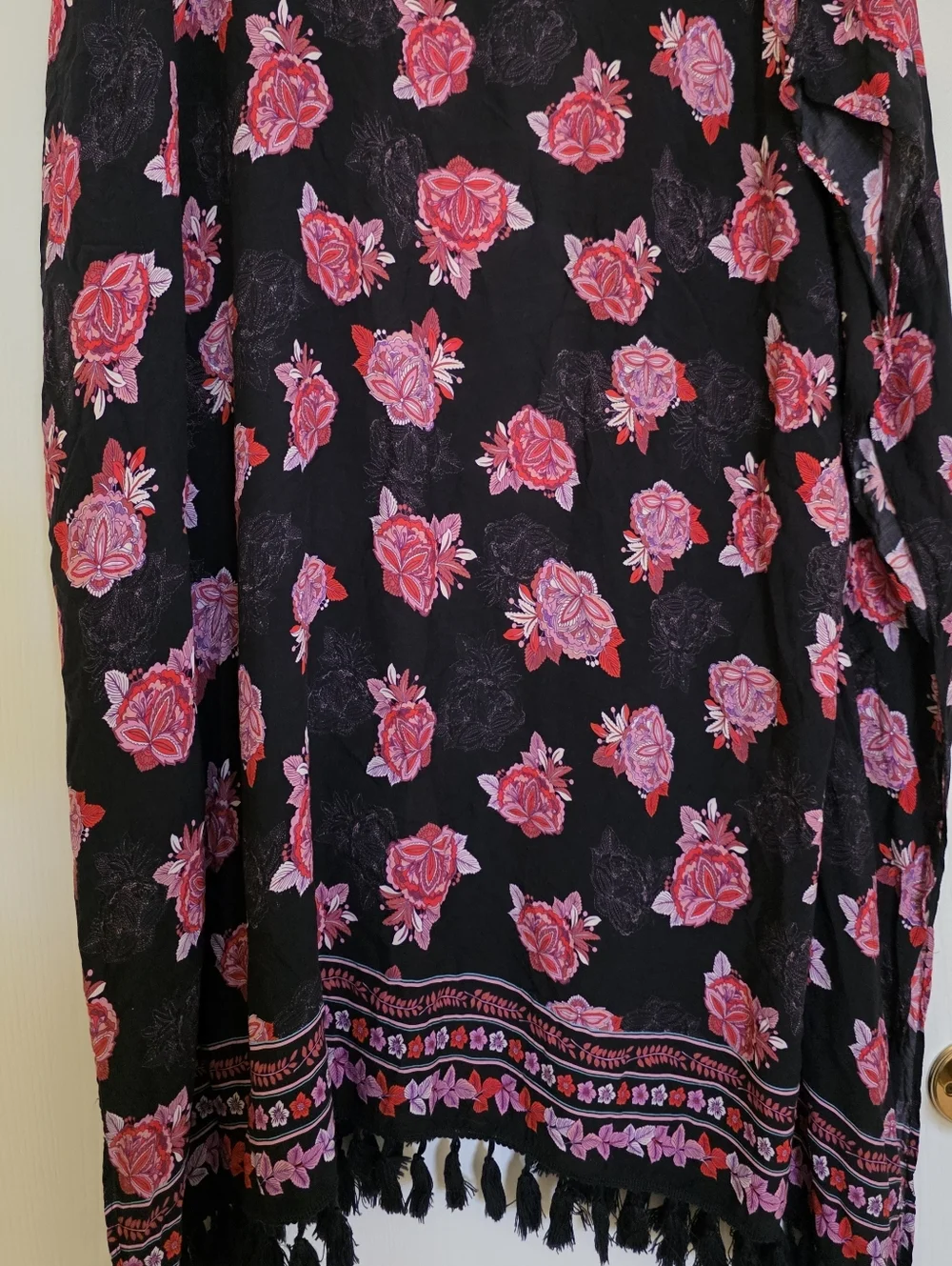 Ella Moon Boho Floral One Size Beach Sarong Kimono Fringe - Picture 5 of 6